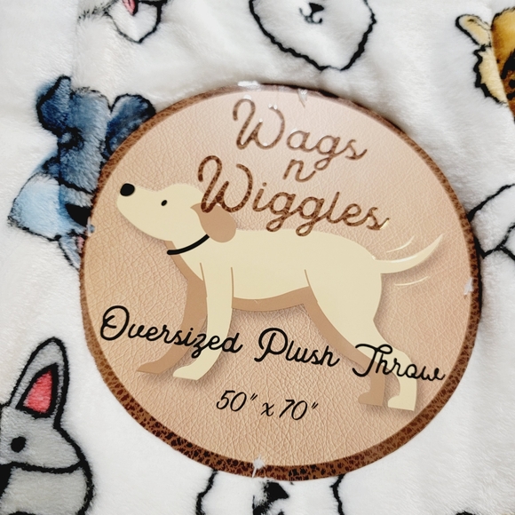 Wags N Wiggles Oversized Plush Throw Dog Faces Schnauzer Boston Terrier NEW! - Picture 2 of 8